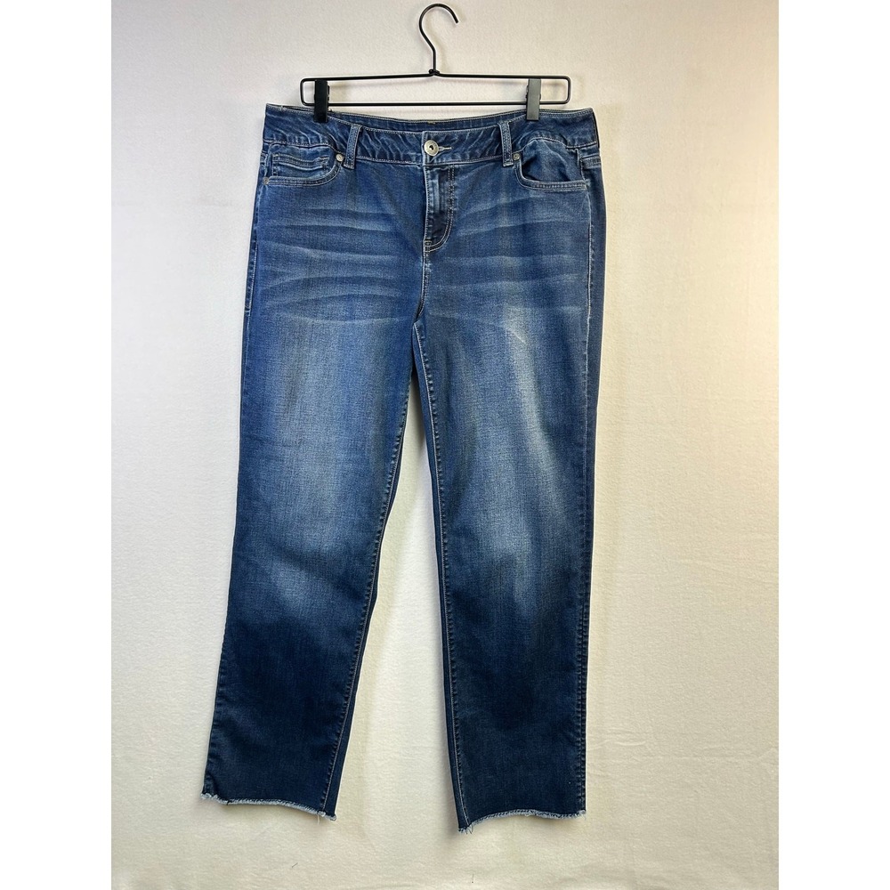 Casual Raw Hem Maurices Womens 11/12-R Blue Dark Wash Straight Leg Jeans